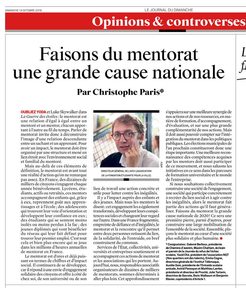 Tribune « Faisons du mentorat une grande cause nationale »